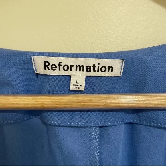 Reformation “Olea” Puff Sleeve Wrap Dress in Dusk Blue – Size Large (NWT) - Picture 9 of 14